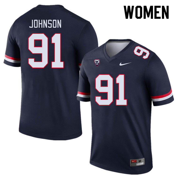 Women #91 Isaiah Johnson Arizona Wildcats College Football Jerseys Stitched-Navy